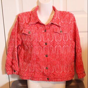 Ruby Rd. Button Front Lightweight Jacket Size 16 Petite Casual Colorful